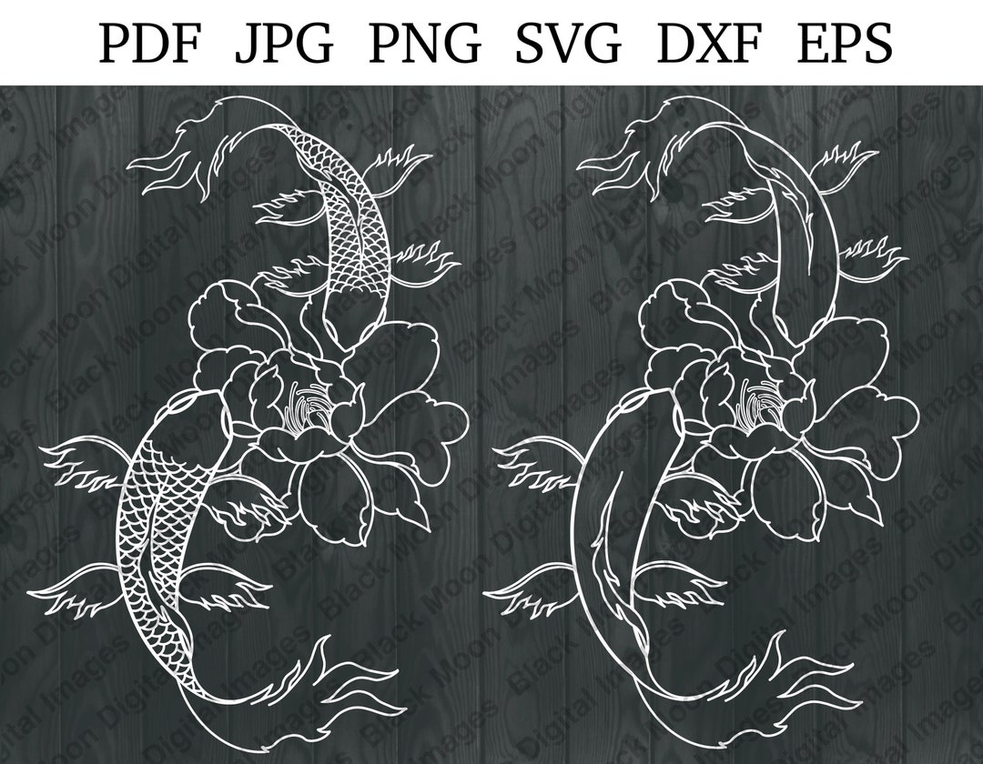 Koi Svg, Koi Svg, Koi Monogram Frame, Koi Template for Laser Cutting