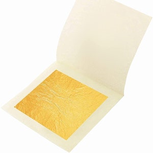 Gold Leaf Gilding Kit Includes 25 Sheets Italian Gold Leaf 1.4cm X 1.4cm,  Adhesive/lacquer, Anti Static Tweezers Re-usable Brush & Guide. 