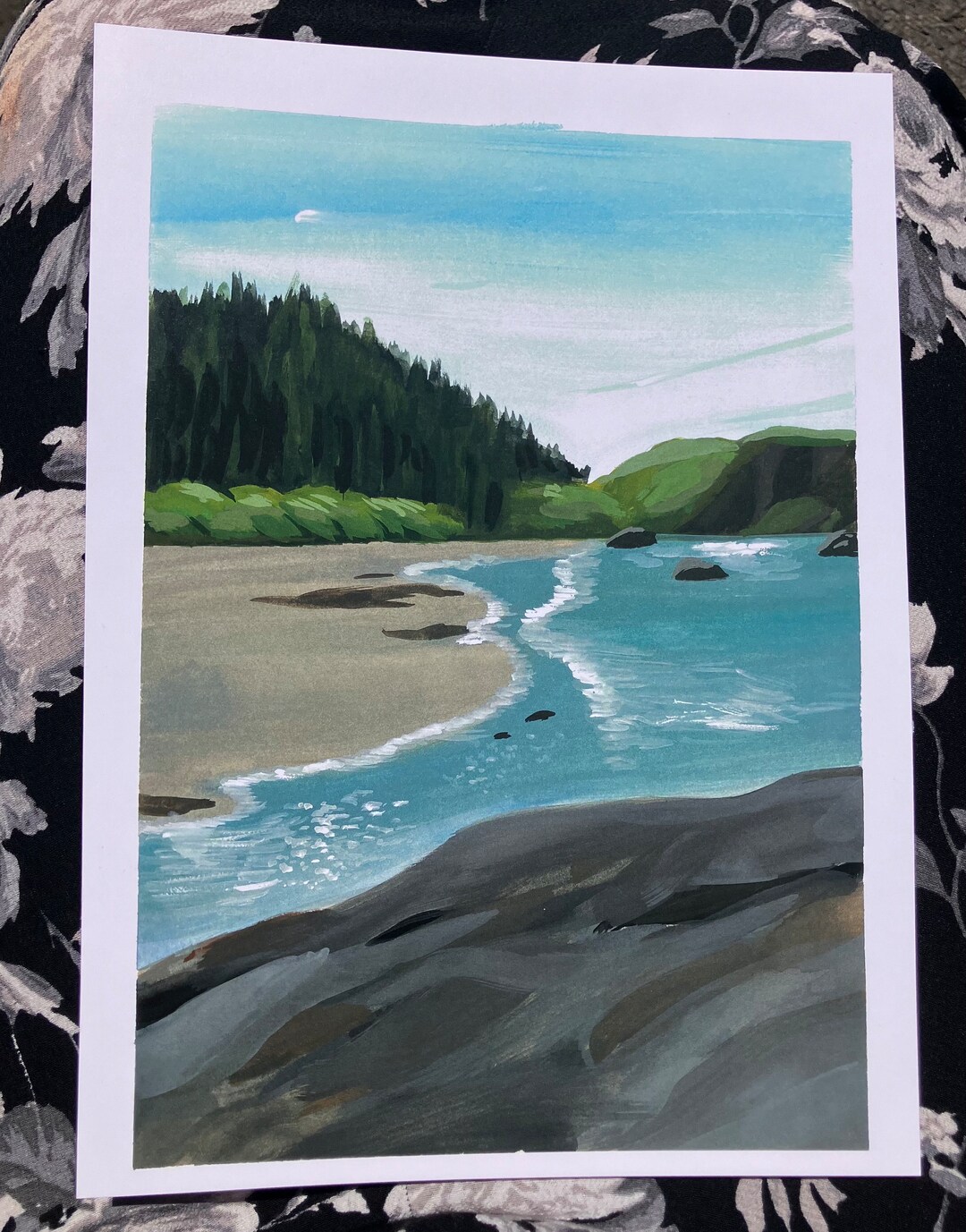 oregon-coast-art-print-of-original-goauche-painting-etsy