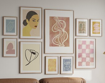 Trendy muurset eclectische prints Galerie muurprint set van 10 tentoonstelling printset afdrukbare muurkunstbundel kleurrijke muurkunst minimalistisch
