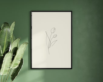 Wall Print Flower Botanical Prints Minimal Floral Prints Wall Art Flower Line Art Print Trending Now Minimal Wall Art Botanical Boho Decor