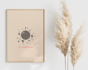 Retro Print Digital Prints Wall Art Retro Disco Ball Digital Download Art Print Large Disco Art Print Retro Home Decor instant download