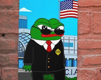 Apu Apustaja CIA Agent Pepe Poster Frog Fren Meme Pepe Funny Agency Memes Internet Culture Classified, Secretive & Funny Wall Art