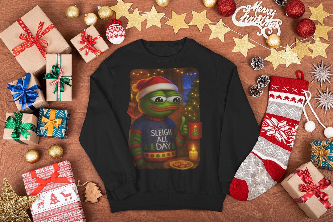 Sleigh All Day Apu Santa Christmas Meme Sweatshirt Cute Cozy Frog ...