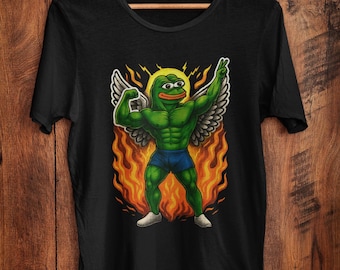 Aesthetic Bodybuilder Pepe Meme Shirt Swole Frog Memes Ironic Fitness Gym Humor Tee