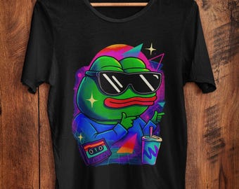 90s Apu Aesthetic Pepe Meme Shirt Retro Vaporwave Frog Cool Sunglasses Tee
