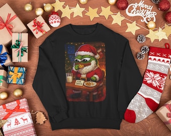 Cute Apu Santa Christmas Meme Sweatshirt Funny Cozy Holiday Frog Christmas Sweater