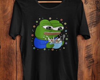 Funny Apu Eating Cereal Meme Shirt Cute Frog Breakfast Humor Ironic Tee