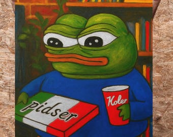 Apu Apustaja Pidser & Koler Pepe Frog Fren Meme Pizza And Cola Pepe Poster – Wholesome Funny Internet Culture Humor Wall Art Posters