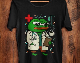 Apu Doctor Frog Meme Shirt Funny Medical Pepe Parody Shirt Ironic Internet Humor Frog in Lab Coat Tee