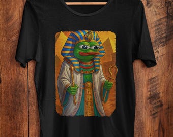 Apu Pharaoh Frog Meme Shirt Funny Ancient Egyptian Pepe with Hieroglyph Aesthetic and Meme Humor Tee