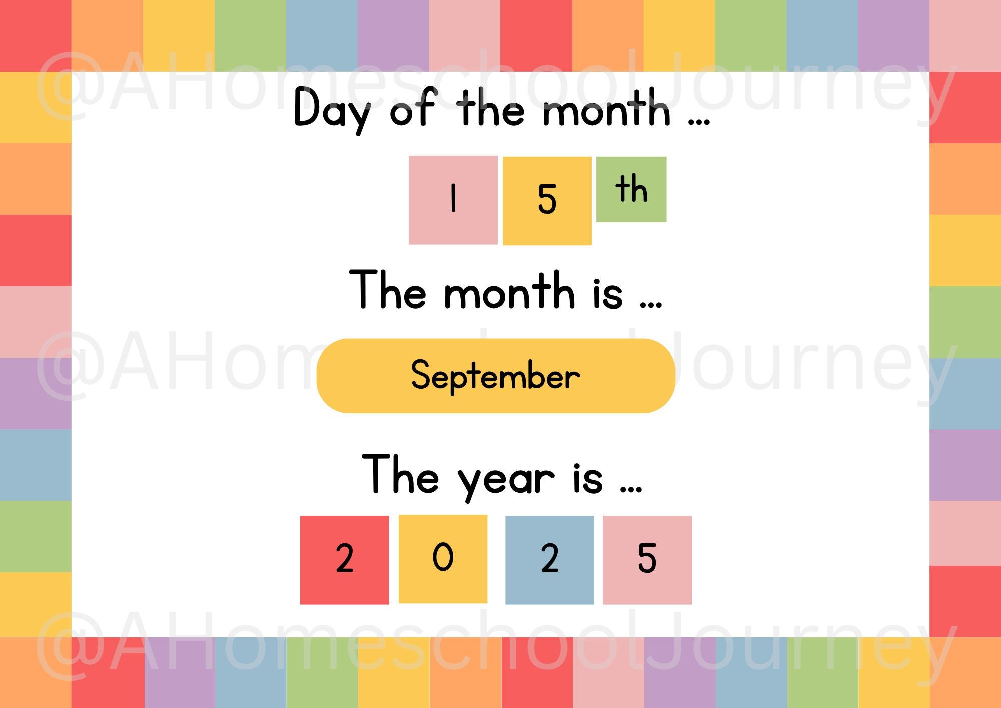 Date Month Year Printable | Today’s Date Chart for Kids | Circle Time ...