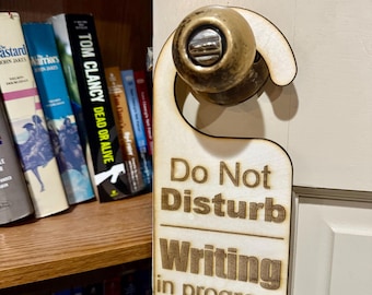 Personalized Door Hanger / Custom Doorknob Sign / Door Knob Hanger / Do Not Disturb Sign / author door Sign / Writing Sign door sign writer