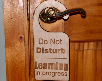 Personalized Door Hanger / Custom Doorknob Sign / Door Knob Hanger / Do Not Disturb Sign / Homeschool Sign / learning Sign Studying sign