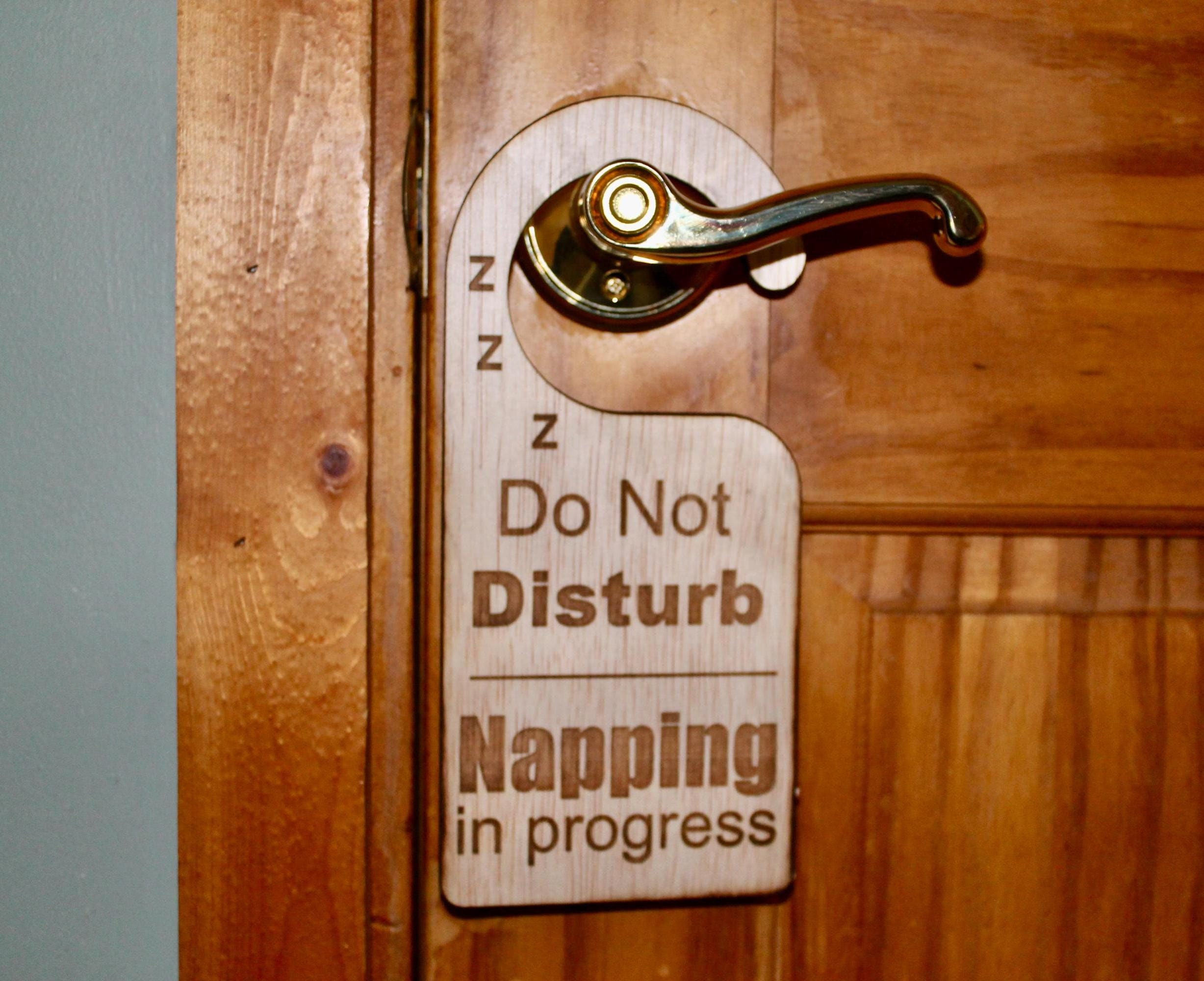 Personalized Door Hanger / Custom Doorknob Sign / Door Knob Hanger / Do Not Disturb Sign /sleeping Sign / funny gag Sign napping sign