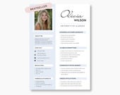 Sorority Blue Resume Template - Customizable Sorority Rush Pack with Photo, Digital Download, Canva Editable Social & Unique Design