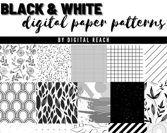 50 Black & White Digital paper (Not Seamless) Basic Digital paper, Simple, Stripes Digital paper, Instant download, scrapbooking, printable