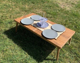 Foldable boho table , Picnic table , Folding table, Boho picnic ,Wood table, Portable table, Boho picnic table, handmade table, natural