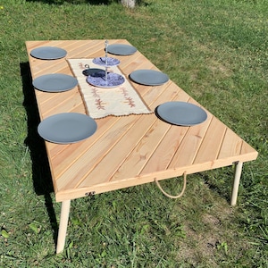 Wooden picnic table,70-35 inc natural table ,camping table decor, Picnic table folding, Boho picnic ,Wood table, Portable table