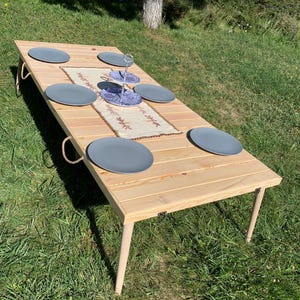 Wooden picnic table,70-35 inc natural table ,camping table decor, Picnic table folding, Boho picnic ,Wood table, Portable table