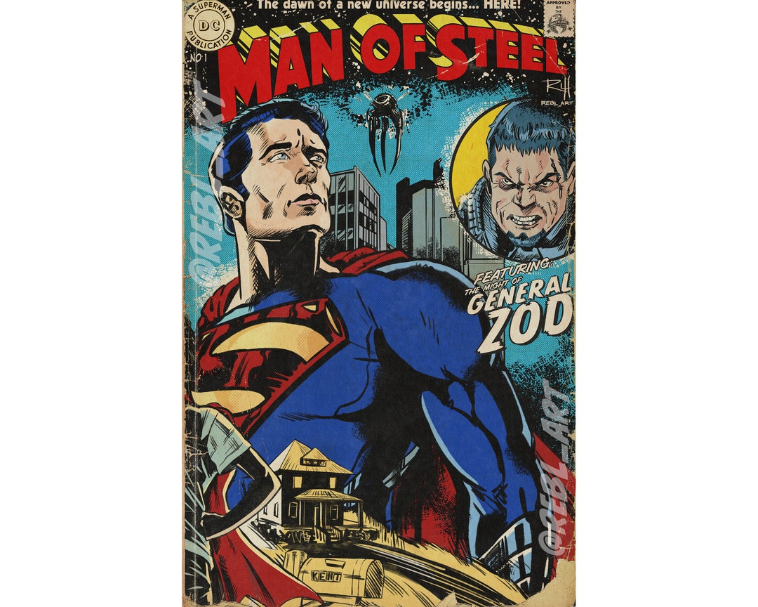 Man of Steel Dawn of a New Universe Comic Book Print Etsy