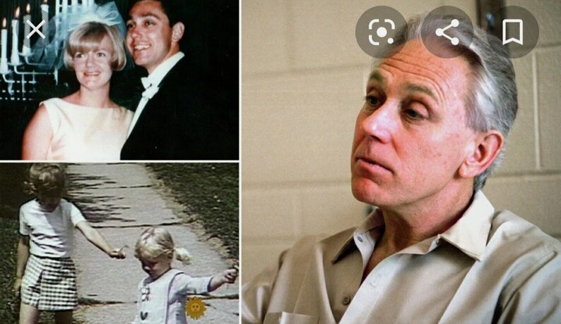 May include: A collage of three images. The top image shows a couple on their wedding day. The middle image shows two young girls walking down a sidewalk. The bottom image shows a man with gray hair looking to the side.