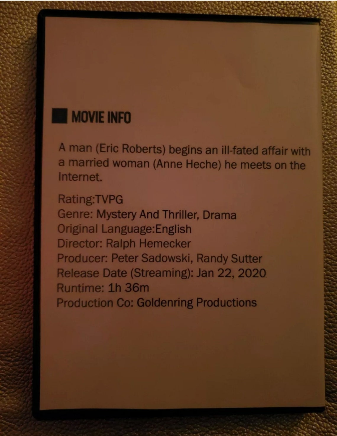 Fatal Desire ~ (dvd 2006) ~ Eric Roberts ~ Anne Heche ~ ULTRA RARE - Etsy