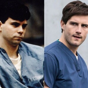 May include: A side-by-side comparison of two photos of the same person. The photo on the left shows the person in a blue prison uniform with the text "LA County" visible. The photo on the right shows the person in a blue medical scrub top.