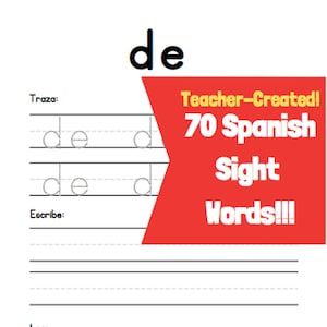 SPANiSH Sight Words Tracing, Writing, and Reading Practice Worksheets for Dual Immersion Bilingual English Spanish