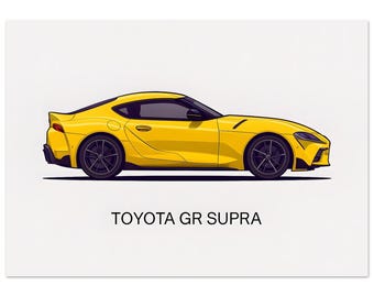 Impresión vectorial del Toyota GR Supra Mk5 (A90/A91): póster JDM moderno, arte mural para entusiastas de los coches.