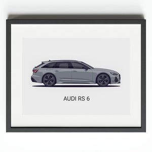 Póster del Audi RS6 C8 - Impresión vectorial de coche Avant - Arte mural de vagones de alto rendimiento