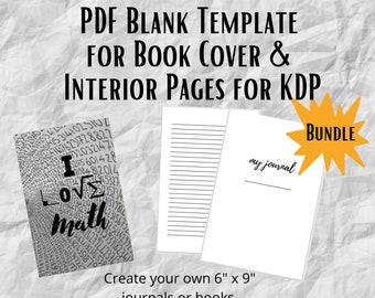 6" x 9" Bundle PDF Template for Book Cover to use in Canva & 100 Interior pages (1 cover page and 99 lined pages) to Publish in KDP