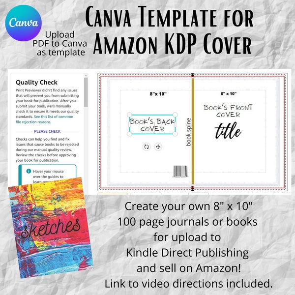 8 x 10 PDF Template for book cover for KDP - Create covers for books up to 100 pages.