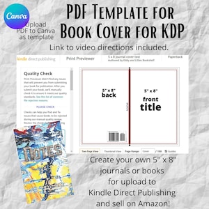 Blank PDF Book or Journal Cover Template for a 5&quot; x 8&quot; KDP book to customize in Canva