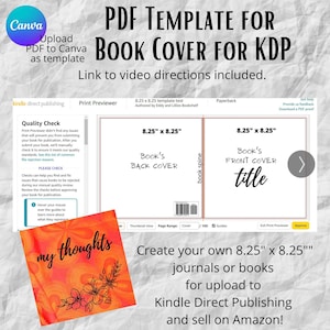 8.25&quot; x 8.25&quot; PDF Blank Template to Create Book Cover for KDP in Canva