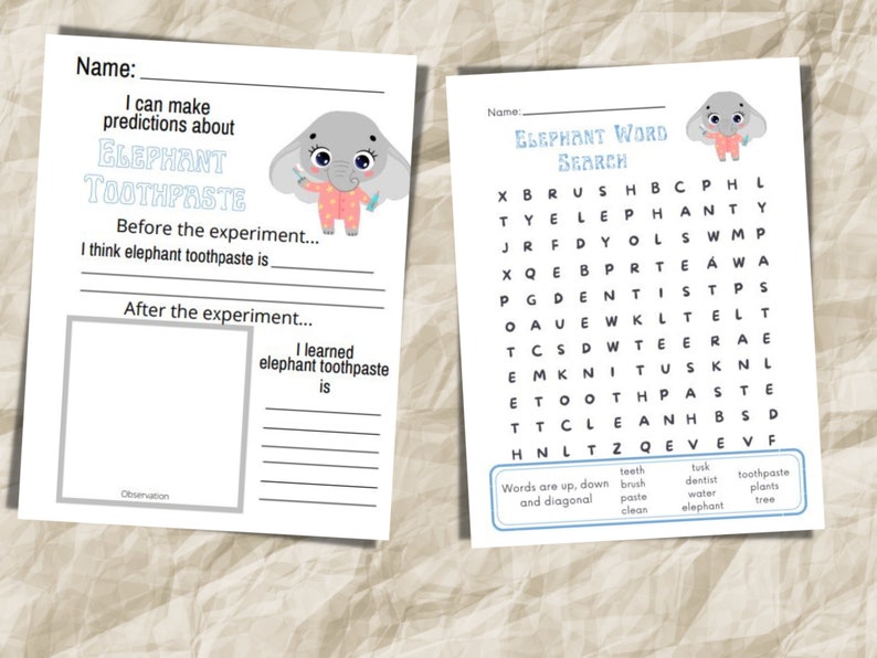 Elephant Toothpaste Science Experiment Worksheets Experiment