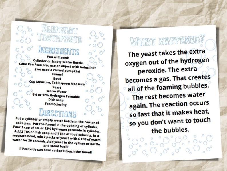 Elephant Toothpaste Science Experiment Worksheets Experiment