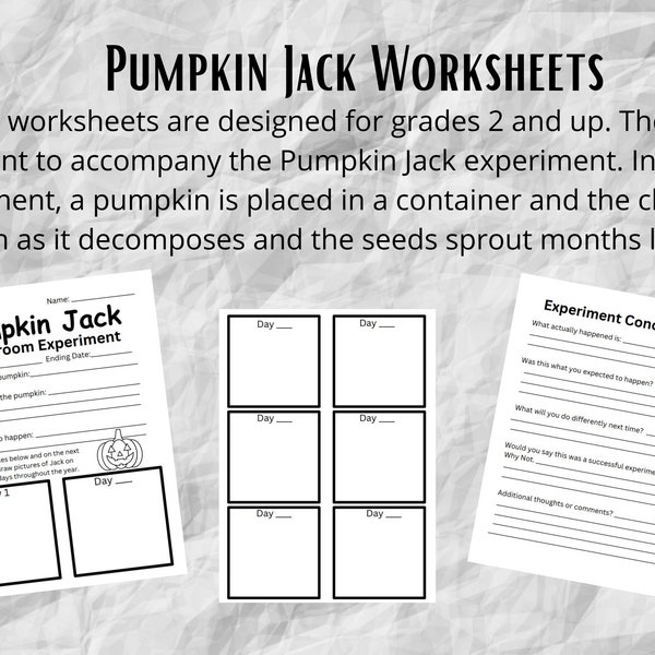 Pumpkin Jack Experiment Worksheets | Elementary Science | Homeschool Science