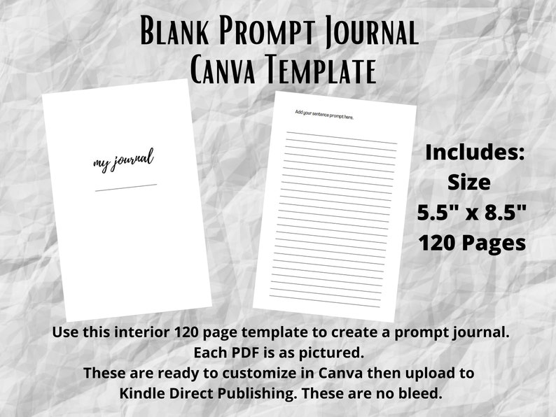 Prompt Journal Canva Template to Customize a Lined Prompt Journal to