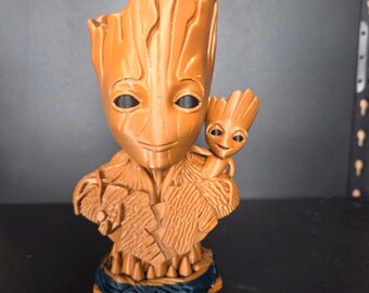 Groot 3D Printed Bust, Baby Groot Figurine, Groot Statue, Handmade Marvel Decor, Gift for Groot Fans
