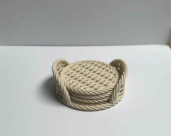 Contemporary Woven Coaster Set with Stand - 3D Printed, 4pc Set