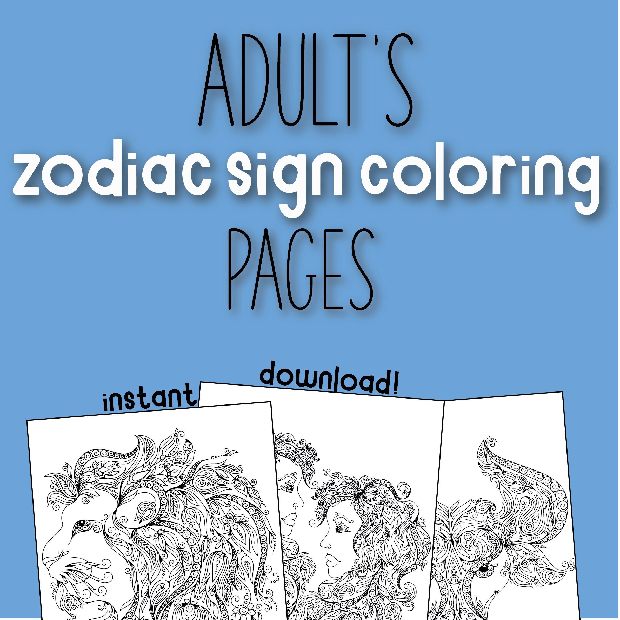 Adult's Zodiac Sign Coloring Book Printable Download - Etsy