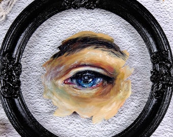 Eye Painting Original Art Realistic Eye  Painting Gothic Artwork Framed Painting Round Artwork by Zhanna Vitkovska