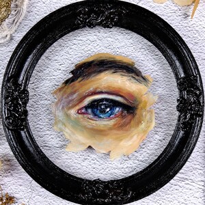 Eye Painting Original Art Realistic Painting Gothic Artwork Round Framed by Zhanna Vitkovska image 1