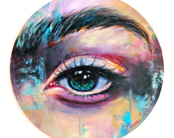 Eye Painting Original Art Realistic Eye Painting Eye Art Round Oil Painting Original Painting  by Zhanna Vitkovska