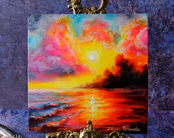 Sunset Painting Original Art Sunrise Painting Seascape