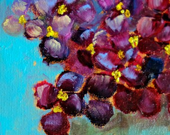 アジサイの絵画 オリジナル油絵 花の静物画（6インチ×6インチ） - Etsy