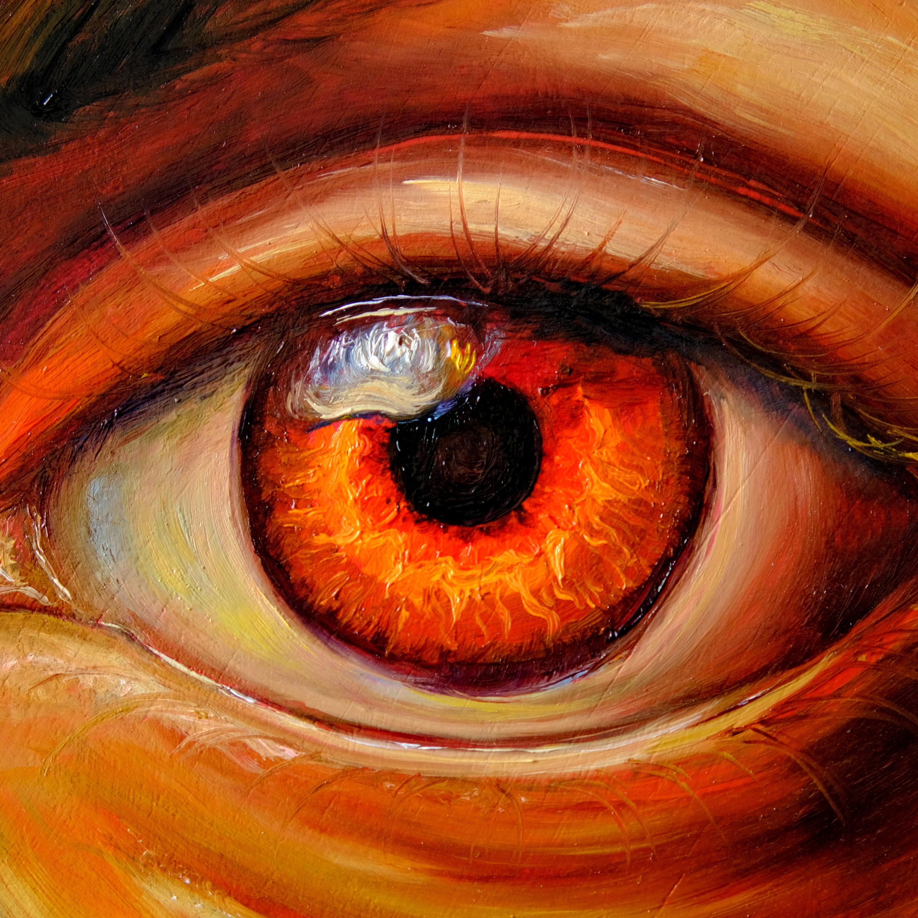 Eye Painting Original Oil Realistic Eye Art on Wood (19.5cm) by