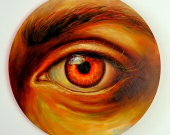 Eye Painting Original Art Realistic Eye Painting Eye Art Round Oil Painting Original Painting  by Zhanna Vitkovska