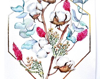 オリジナル水彩画「野の花」：草原の花のアート、8x6インチ - Etsy 日本